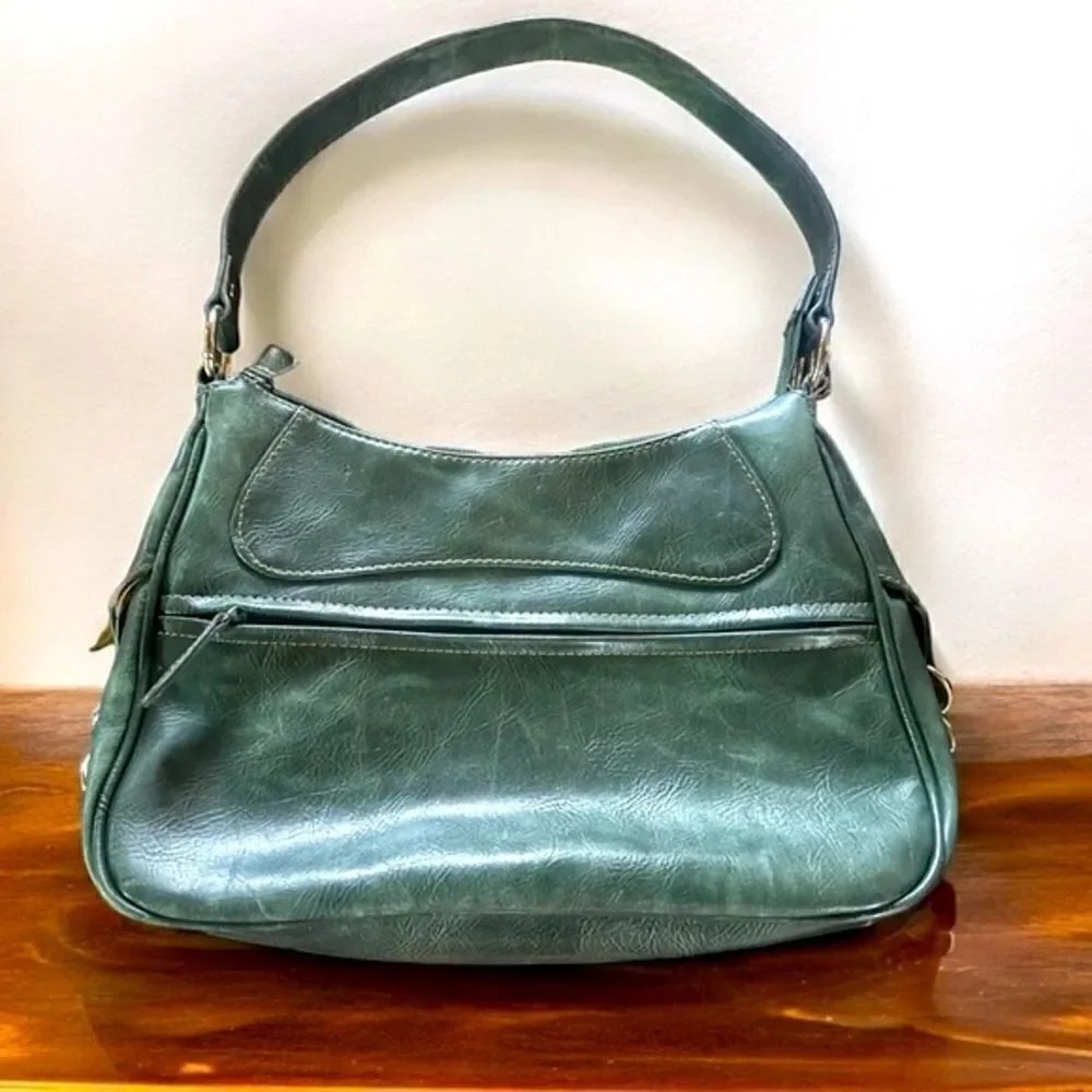 Nine & Co. Bags l Olive Green Purse, Satchel l Medium l Chain Accent l VGUC
